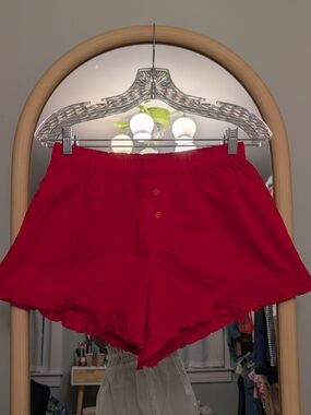 Blush Women's Red High-Waist Ruffle Hem Shorts